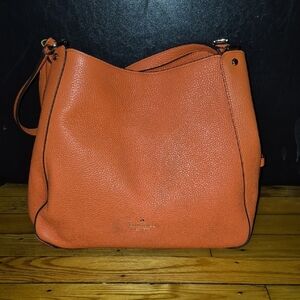 kate spade Leila Elegant Orange Suede Shoulder Bag.